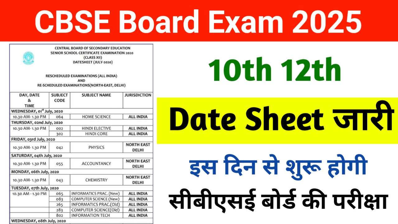 CBSE Board Date Sheet 2025: सीबीएसई कक्षा 10वीं और 12वीं की परीक्षा इस दिन से होगी शुरू